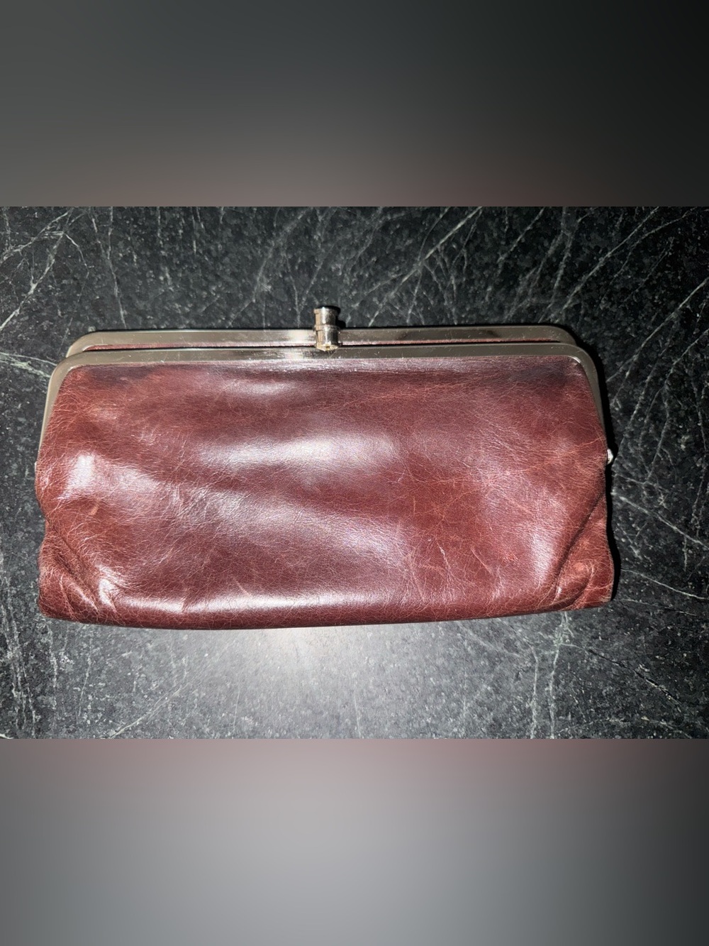 Hobo international Lauren double frame clutch wallet leather